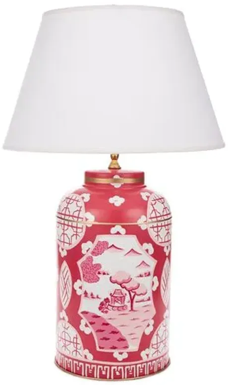 Canton Tea Caddy Lamp - Pink - Dana Gibson