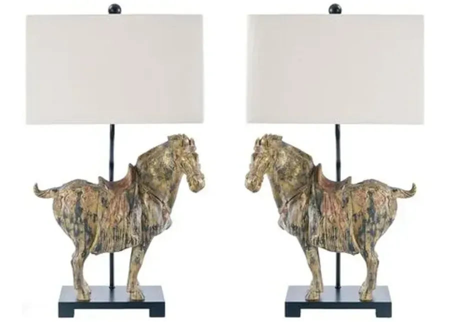 Southern Living Set of 2 Dynasty Horse Lamps - Distressed - Regina Andrew