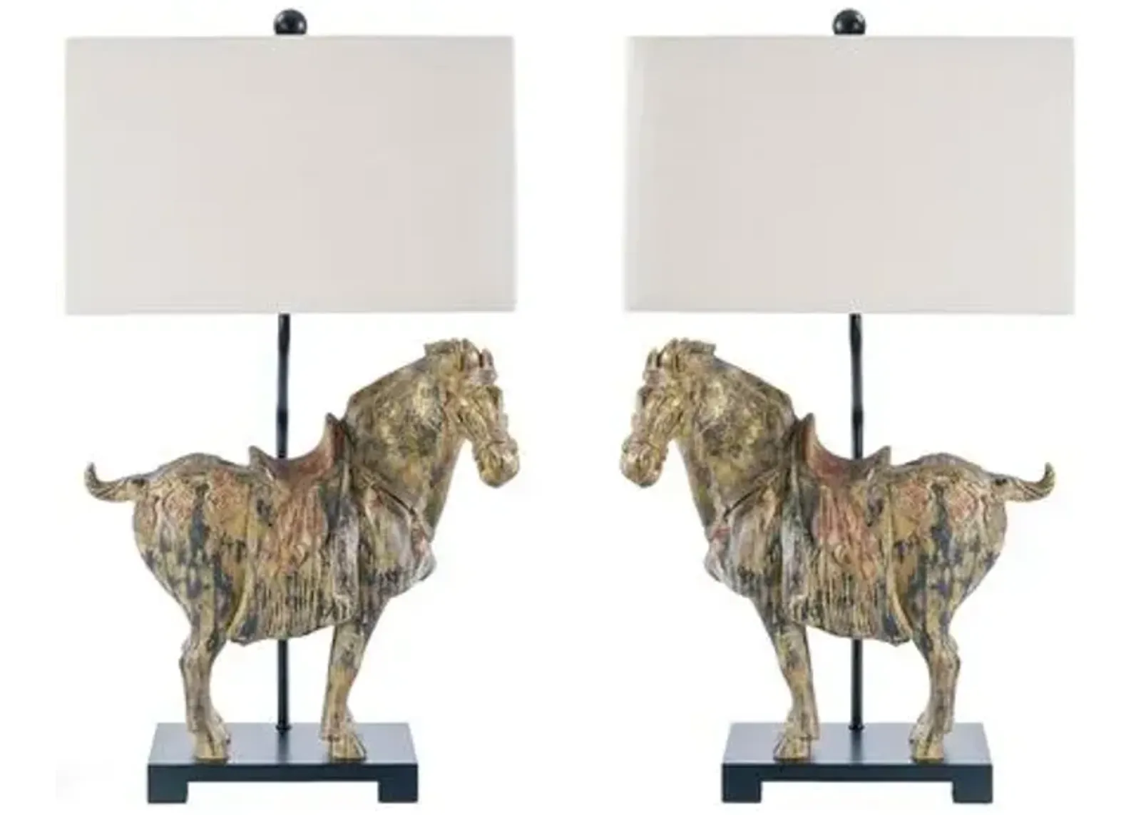 Southern Living Set of 2 Dynasty Horse Lamps - Distressed - Regina Andrew