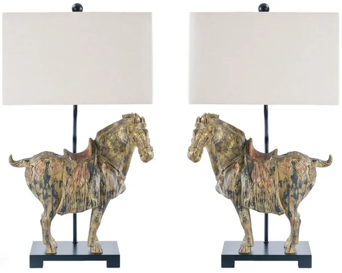 Set of 2 Dynasty Horse Lamps - Distressed - Regina Andrew