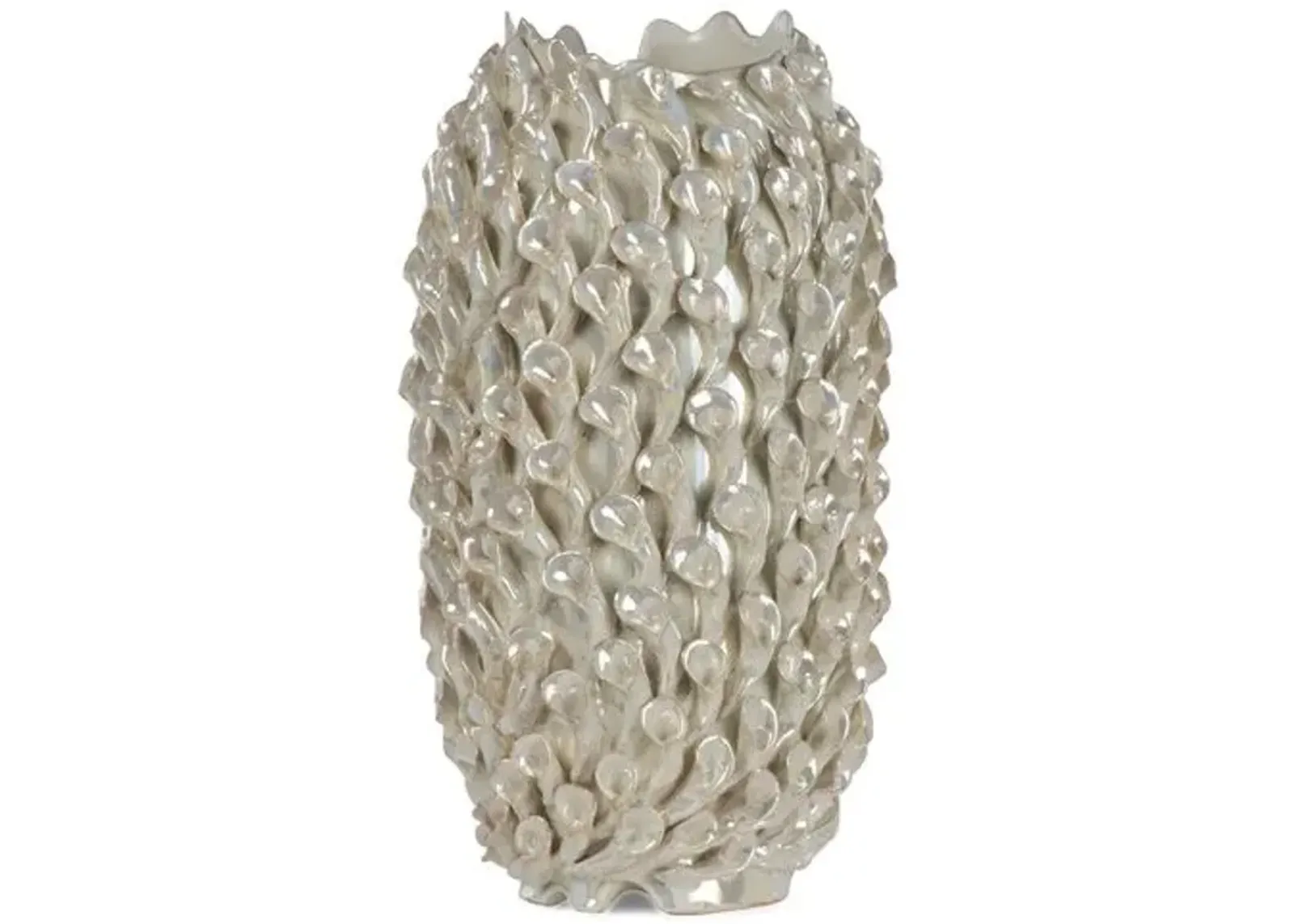 19" Embossed Tulip Vase - Bradburn Home - White