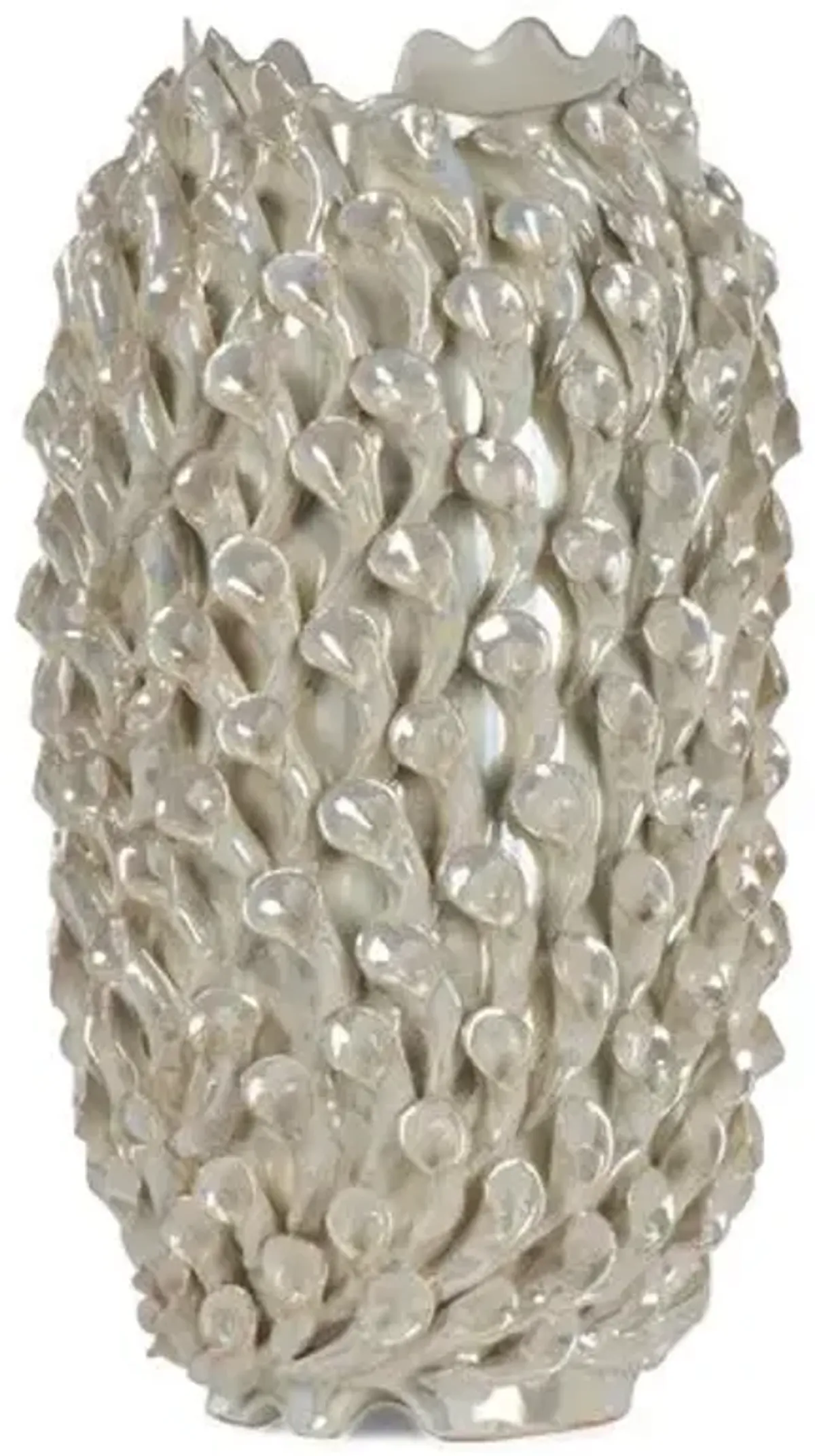 19" Embossed Tulip Vase - Bradburn Home - White