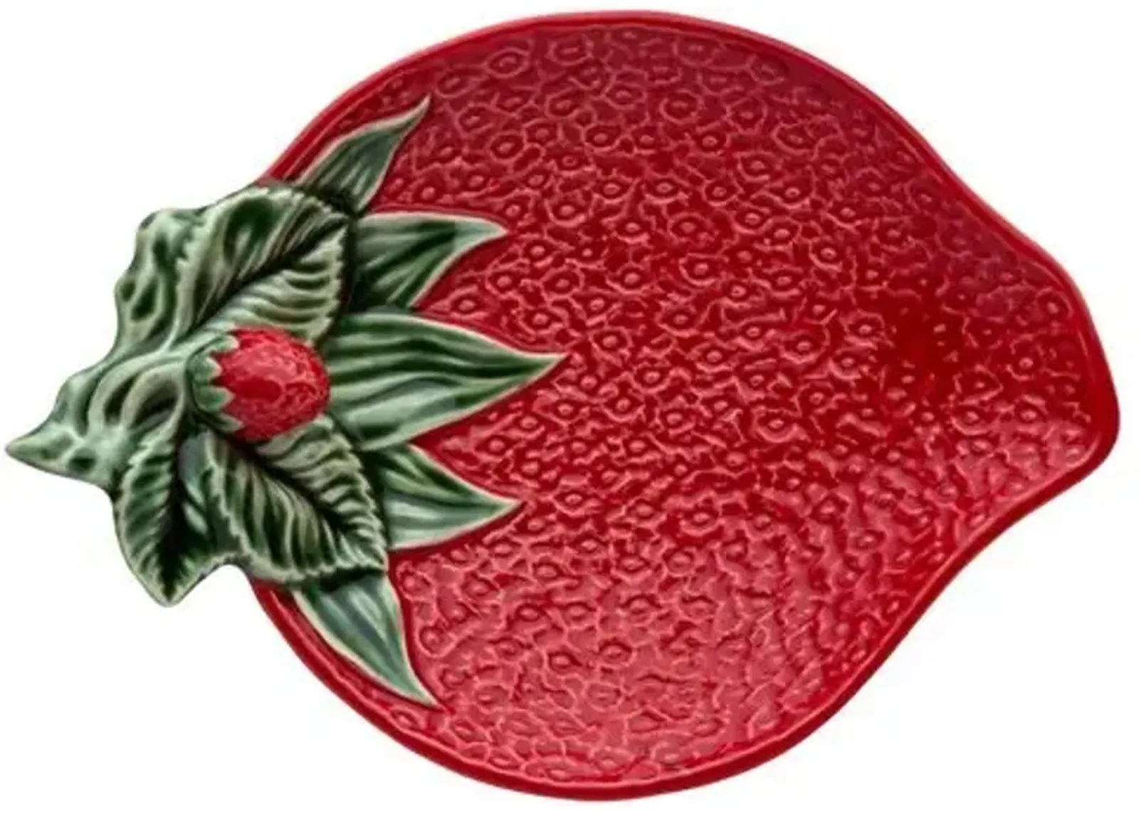 Strawberry-Shape Olive Dish - Bordallo Pinheiro - Red