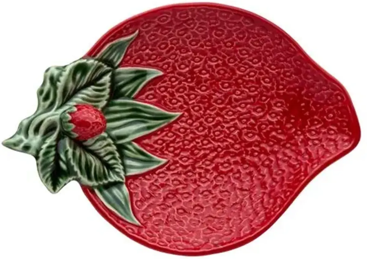 Strawberry-Shape Olive Dish - Bordallo Pinheiro - Red