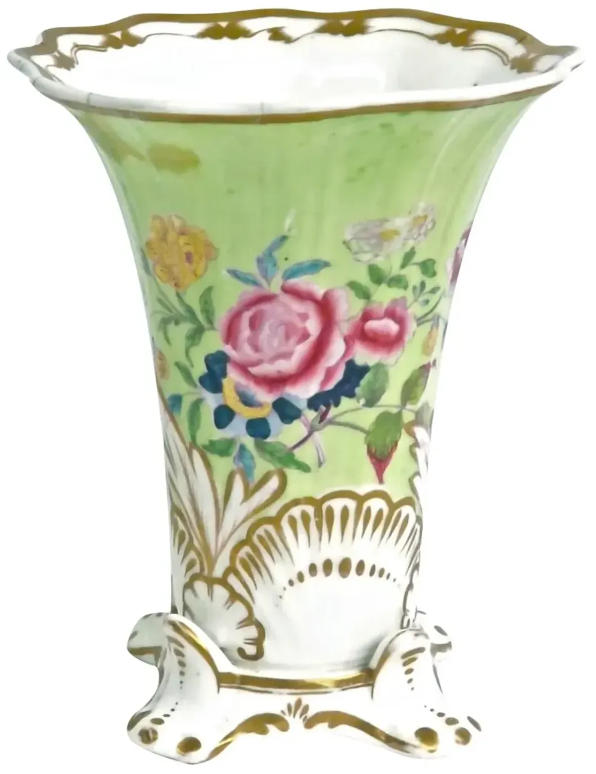 Porcelain Antique Flared Flower Vase - Vermilion Designs - Green