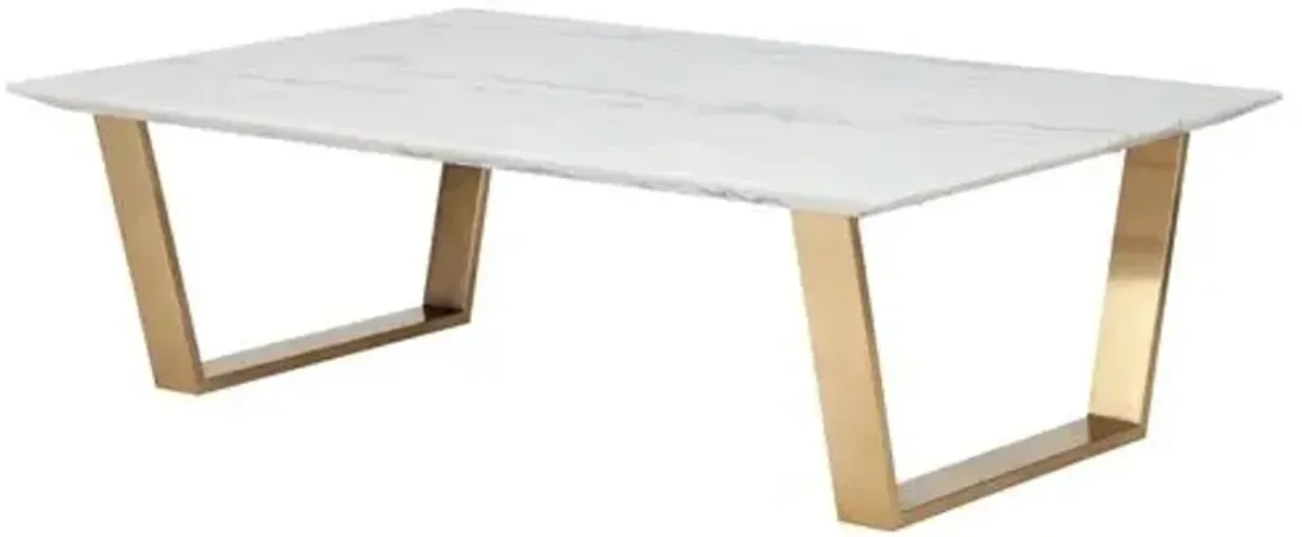 Bayou Coffee Table - White Marble/Gold