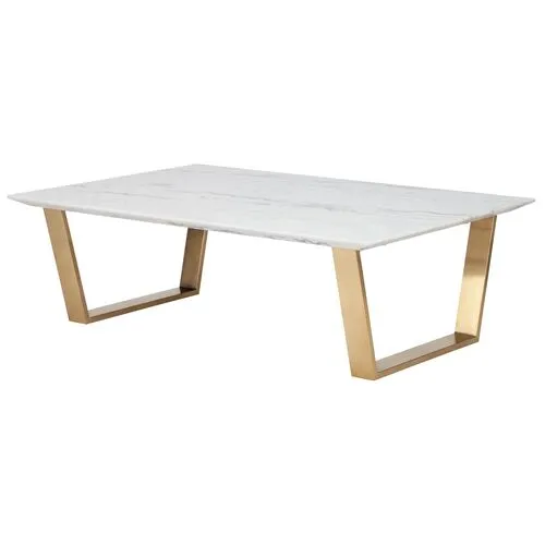 Bayou Coffee Table - White Marble/Gold