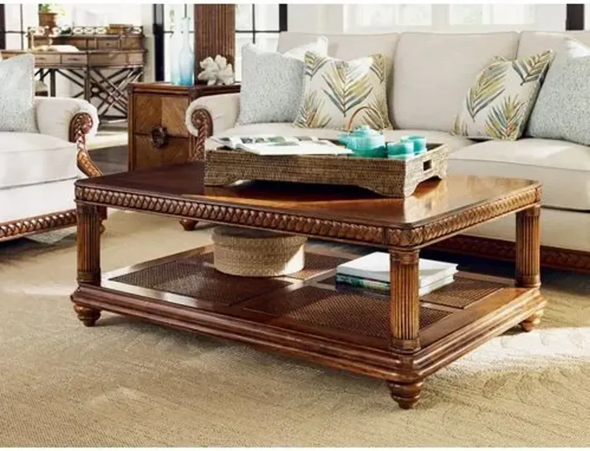 Vineyard Point Storage Coffee Table - Rustic Java - Tommy Bahama - Brown