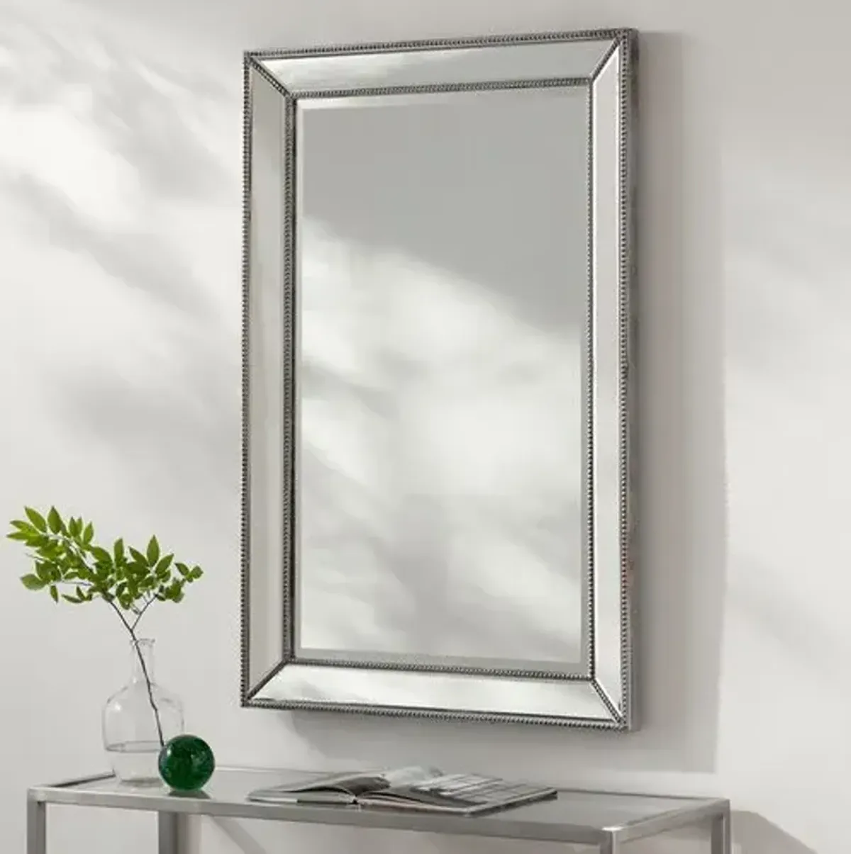 Beveled Glass Mirror - Silver - Gray