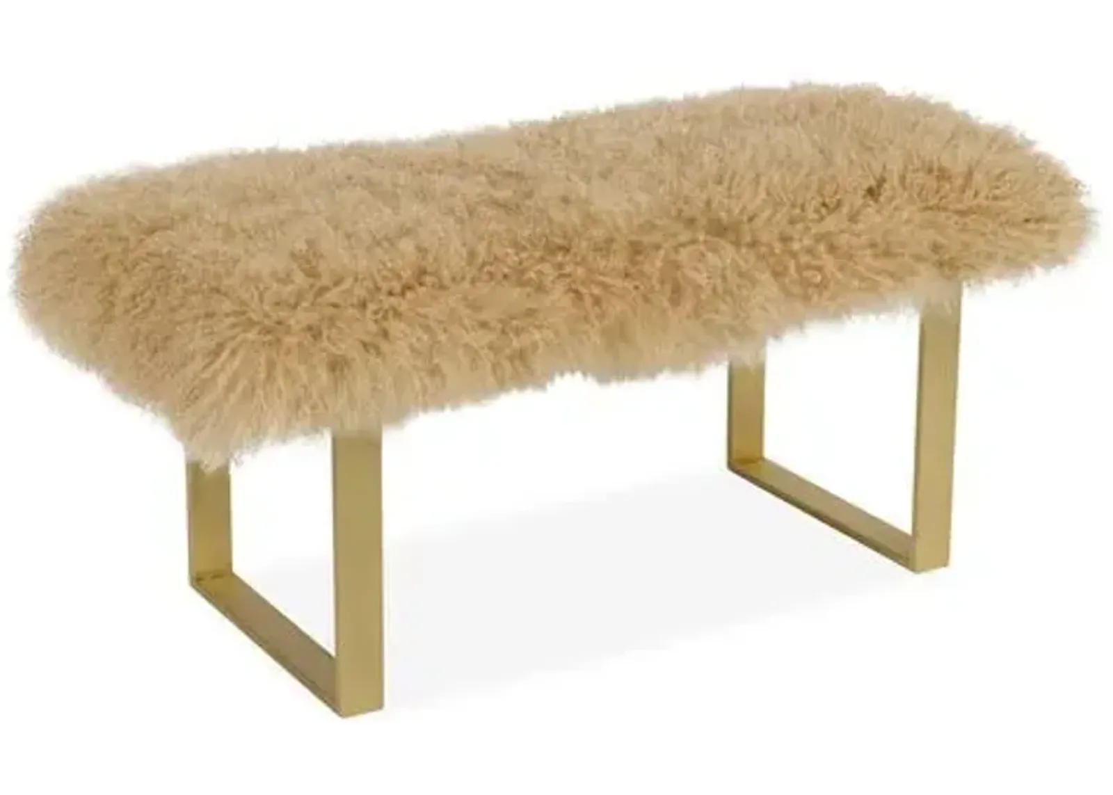 Curly Tibetan Bebe Bench - Brass/Beige - Le-Coterie