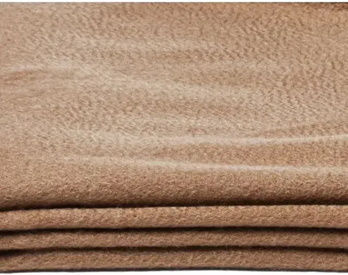 Solid Cashmere Throw - Camel - Beige - Lightweight, Soft, Warm, Fringed