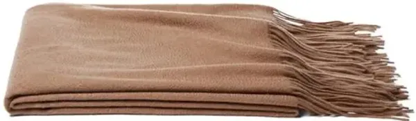 Solid Cashmere Throw - Camel - Beige - Lightweight, Soft, Warm, Fringed