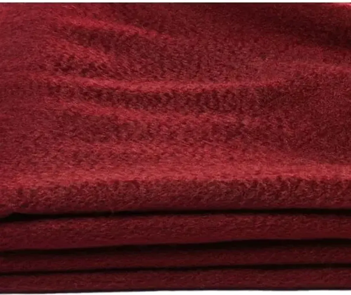 Solid Cashmere Throw - Merlot - Red - Lightweight, Soft, Warm, Fringed