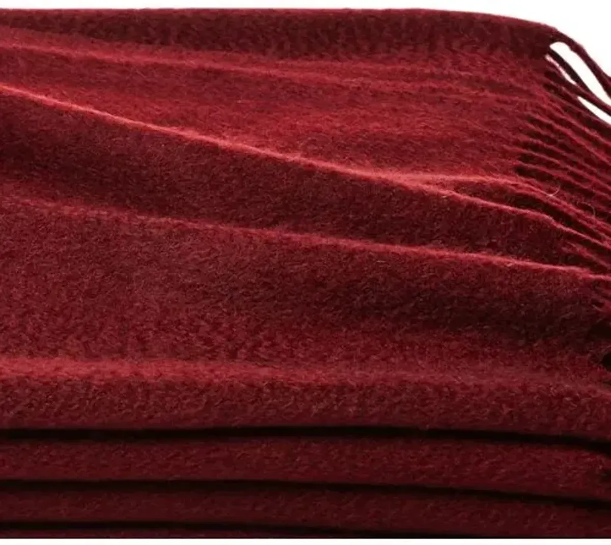 Solid Cashmere Throw - Merlot - Red - Lightweight, Soft, Warm, Fringed