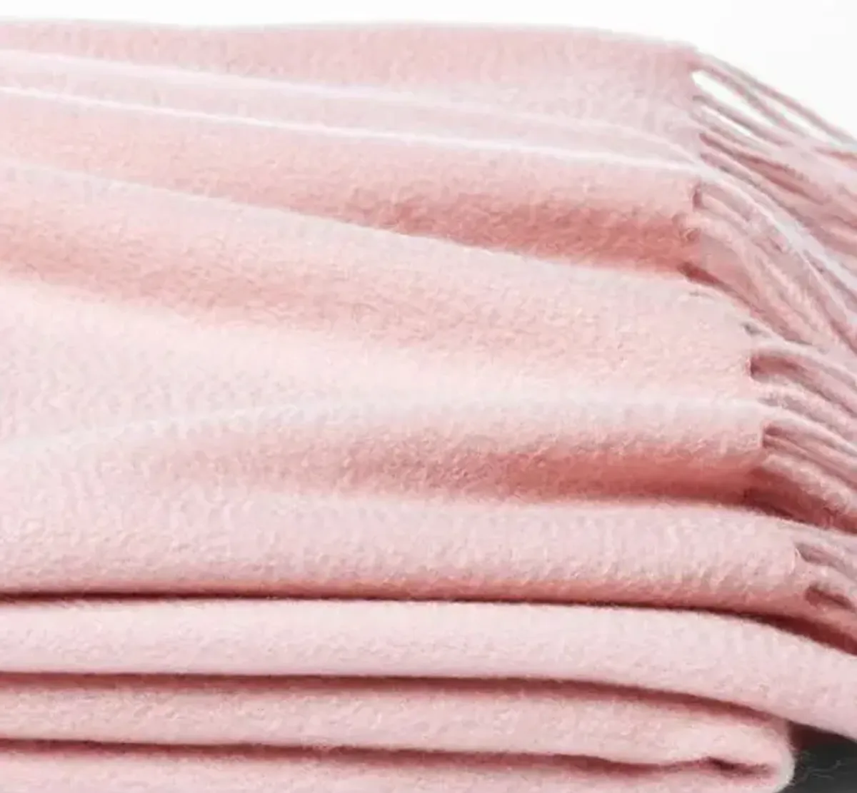 Solid Cashmere Throw - Pink Blush - Lightweight, Soft, Warm, Fringed