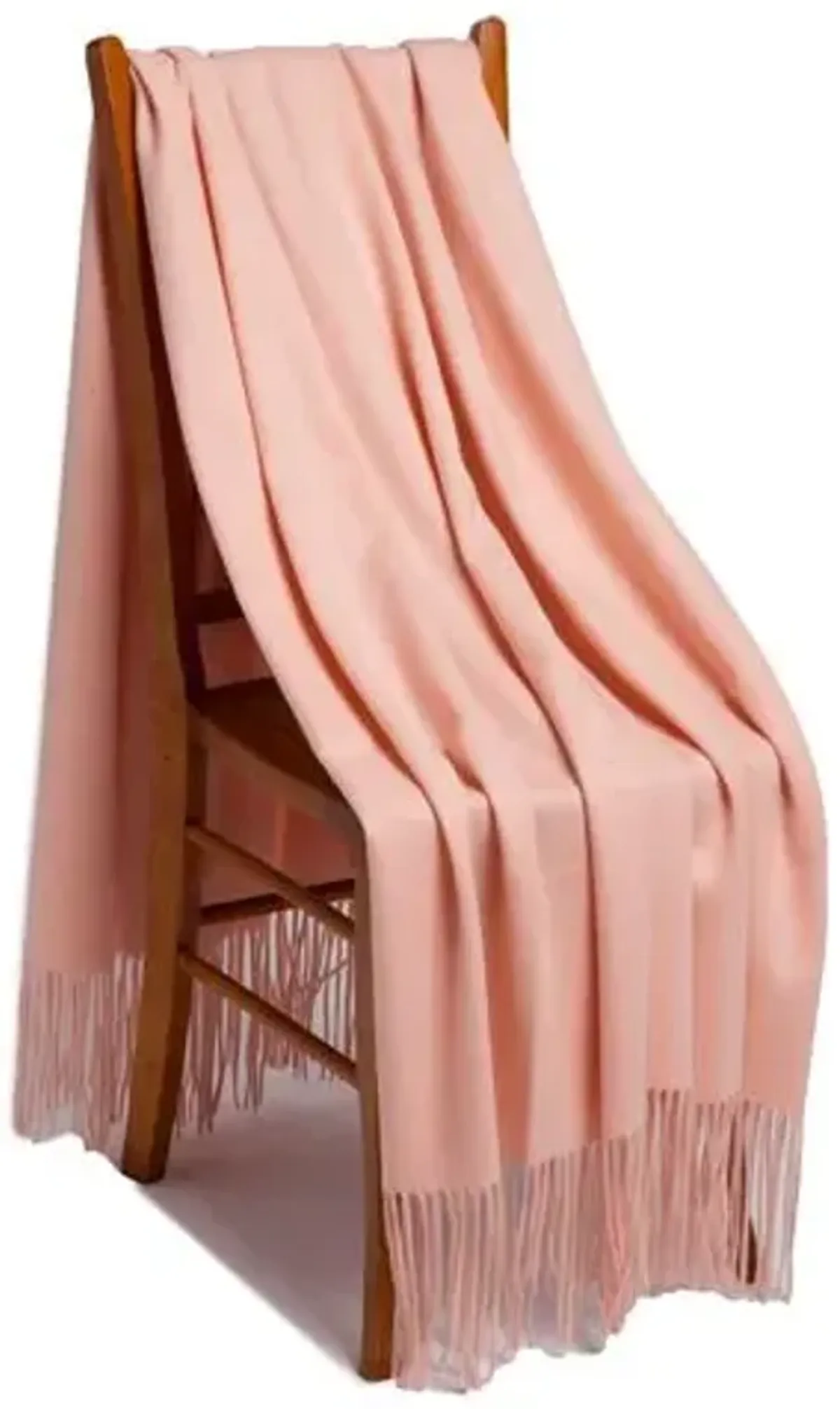 Solid Cashmere Throw - Pink Blush - Lightweight, Soft, Warm, Fringed