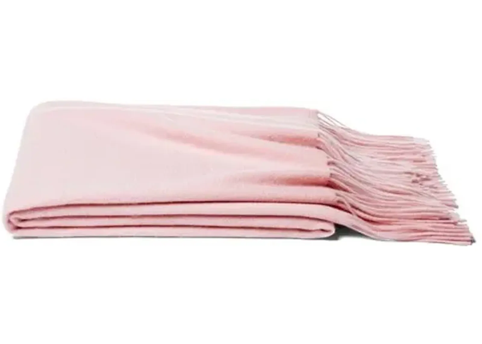 Solid Cashmere Throw - Pink Blush - Lightweight, Soft, Warm, Fringed