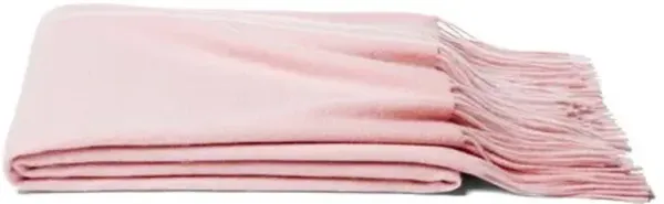 Solid Cashmere Throw - Pink Blush - Lightweight, Soft, Warm, Fringed