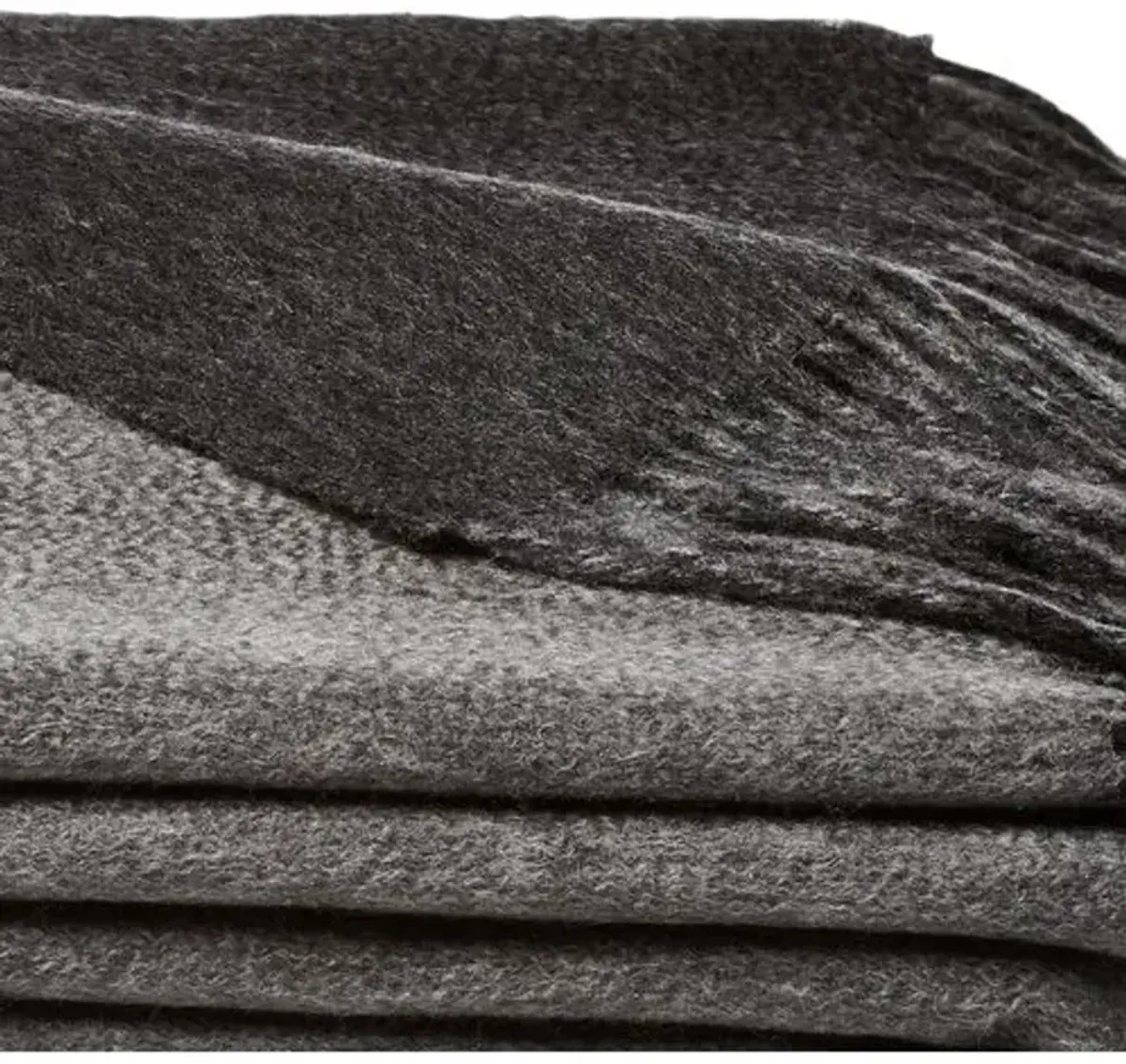 Reversible Cashmere Blend Throw - Gray, Fringed