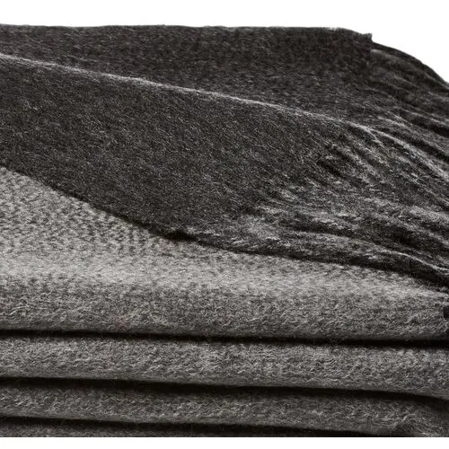 Reversible Cashmere Blend Throw - Gray, Fringed