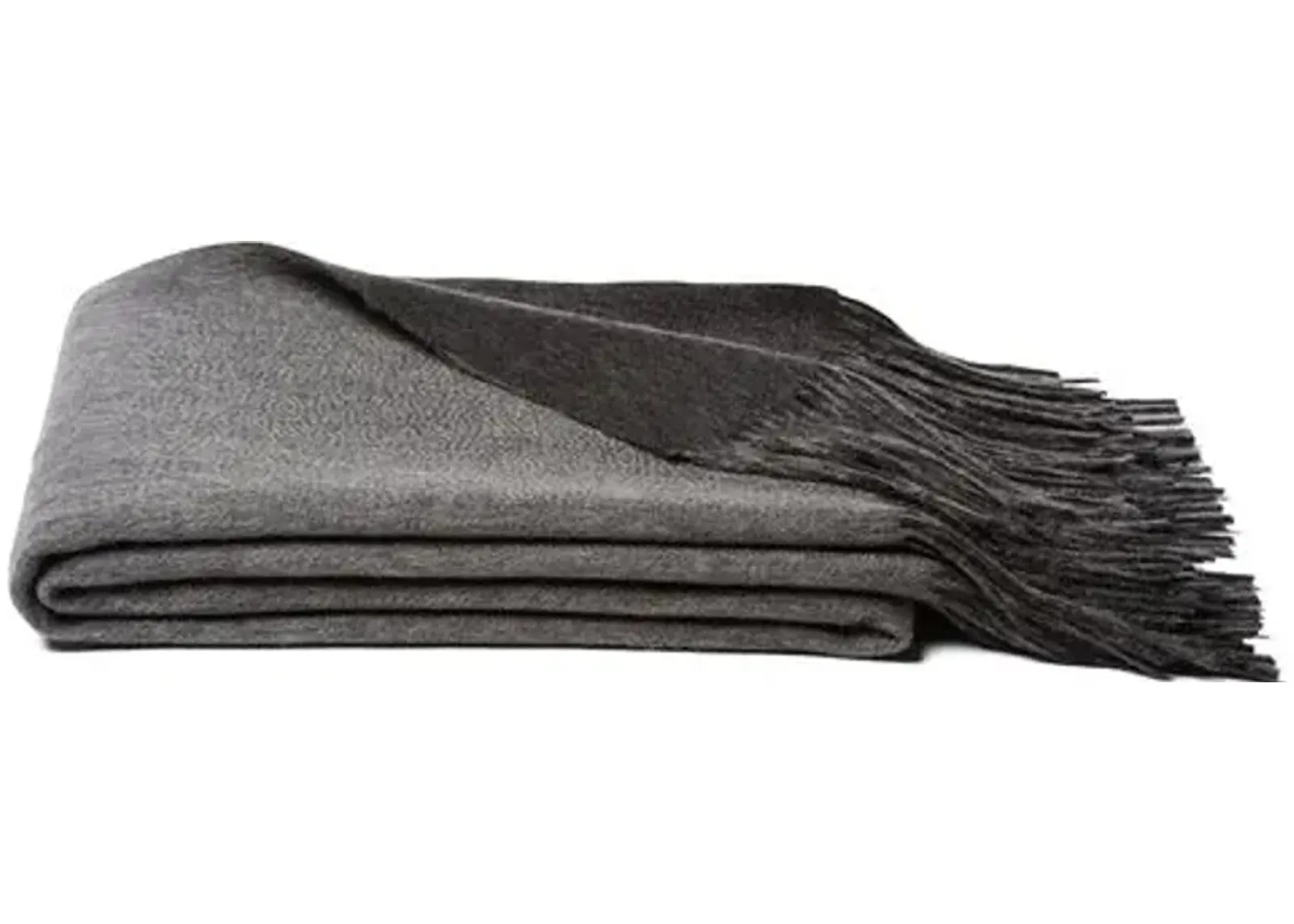 Reversible Cashmere Blend Throw - Gray, Fringed