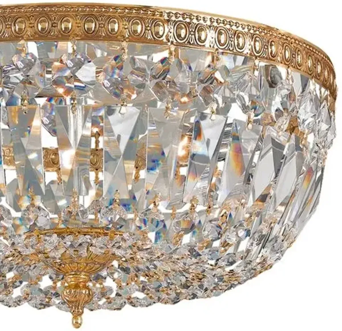 3-Light Hand Cut Crystal Flush Mount - Brass - Crystorama - Gold