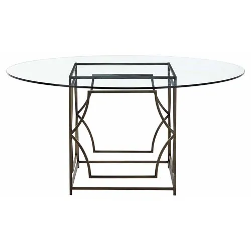 Edward 60" Round Dining Table - Glass/Brass