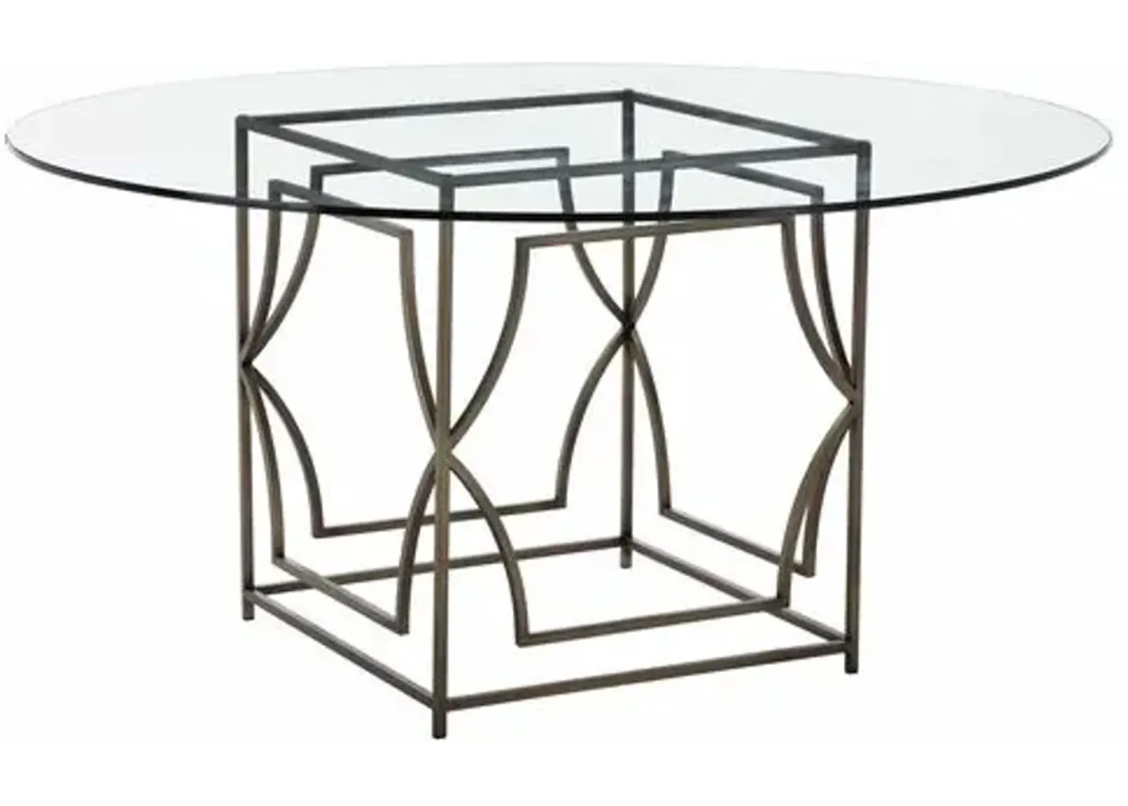 Edward 60" Round Dining Table - Glass/Brass