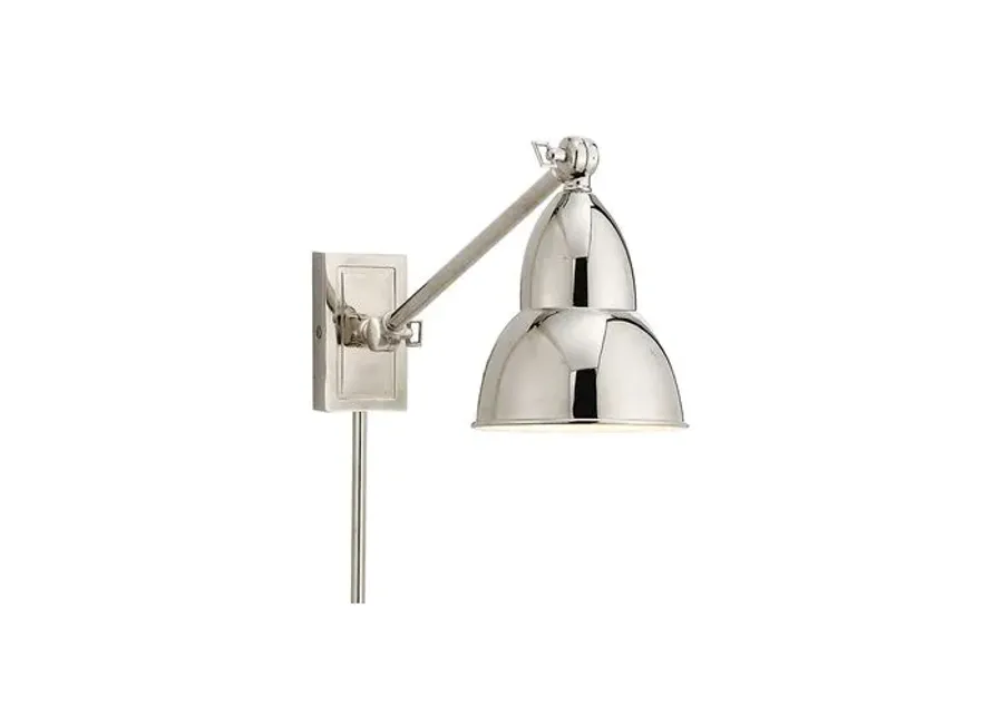 Visual Comfort - French Single Arm Library Light - Polished Nickel - Silver