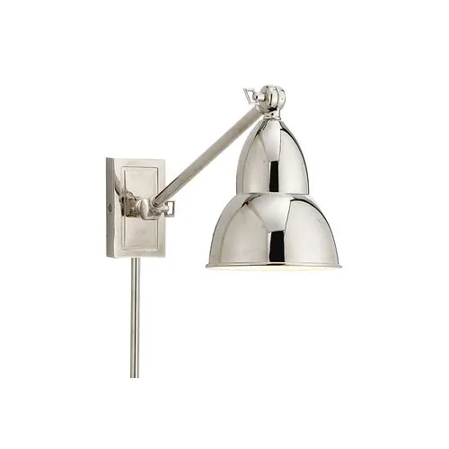 Visual Comfort - French Single Arm Library Light - Polished Nickel - Silver