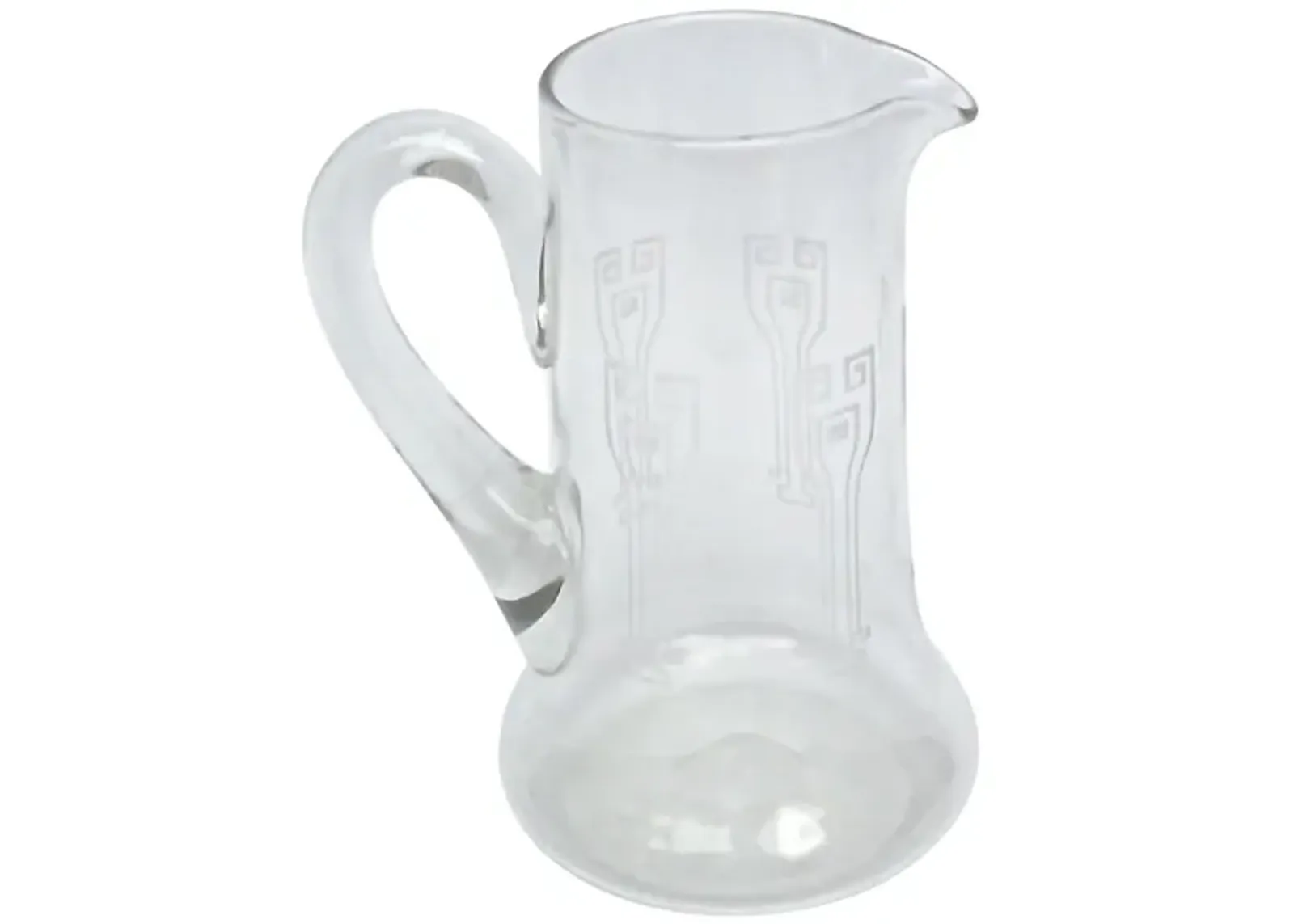 Art Deco Etched Glass Pitcher - Vermilion Designs - White