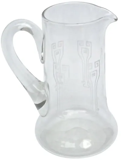 Art Deco Etched Glass Pitcher - Vermilion Designs - White