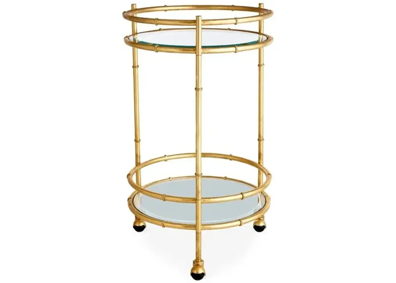 Bamboo Mirrored Bar Cart - Gold