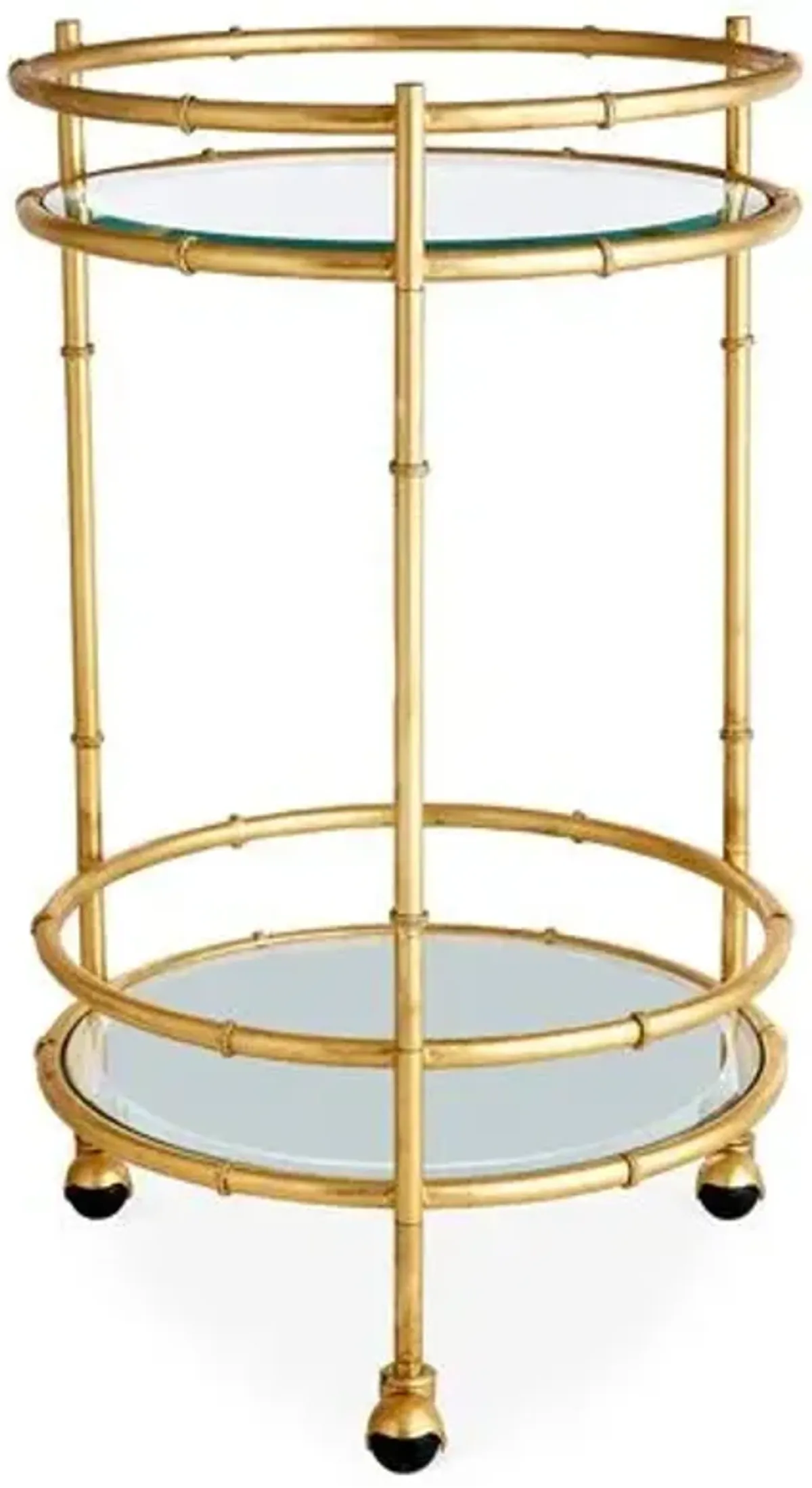 Bamboo Mirrored Bar Cart - Gold