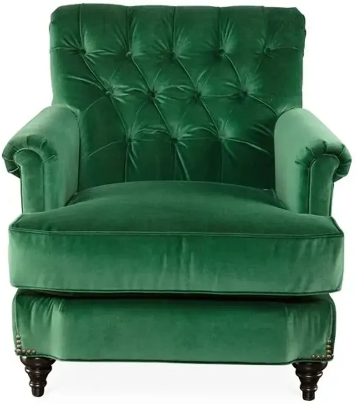 Acton Tufted Club Chair - Emerald Green Velvet - Miles Talbott - Hancrafted in the USA