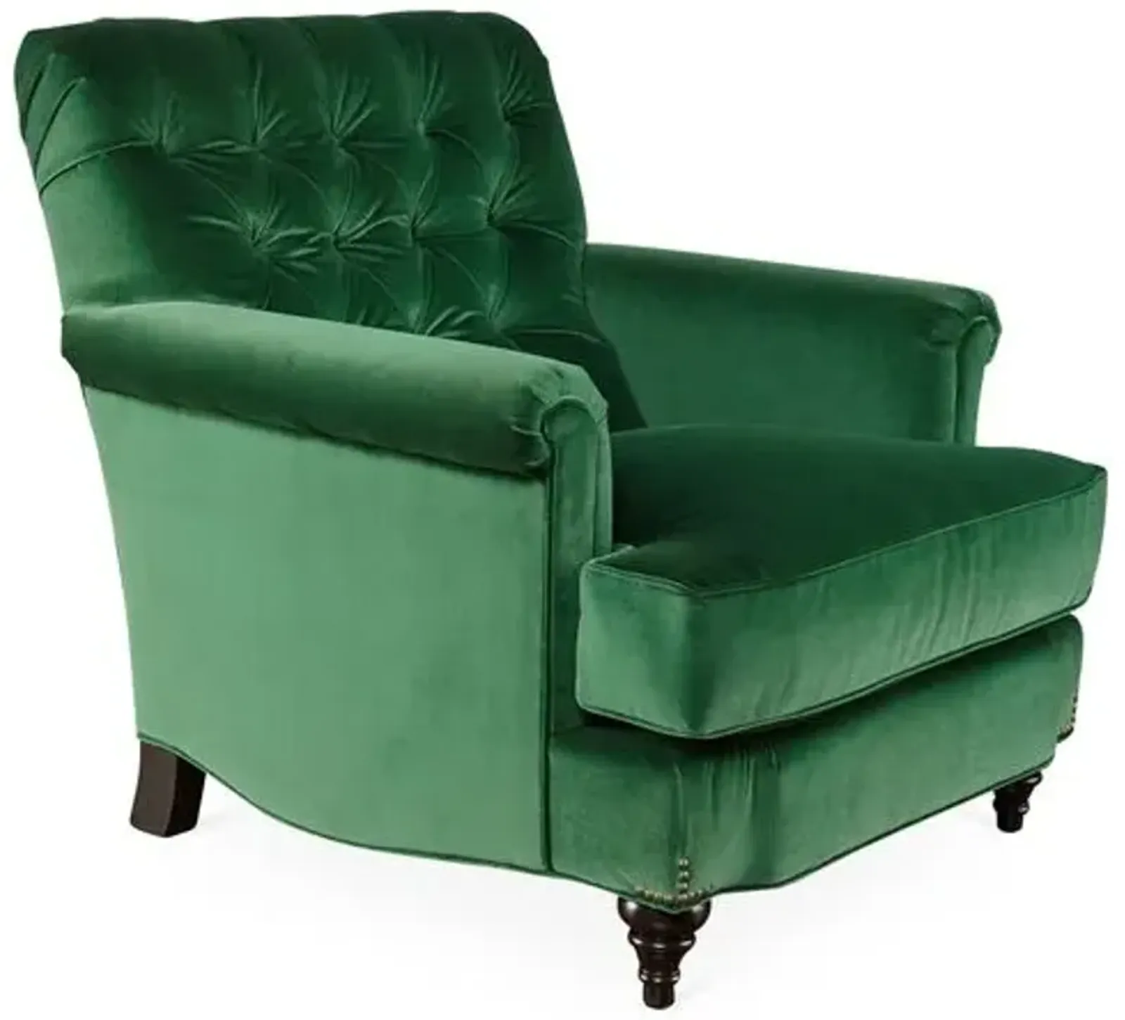 Acton Tufted Club Chair - Emerald Green Velvet - Miles Talbott - Hancrafted in the USA