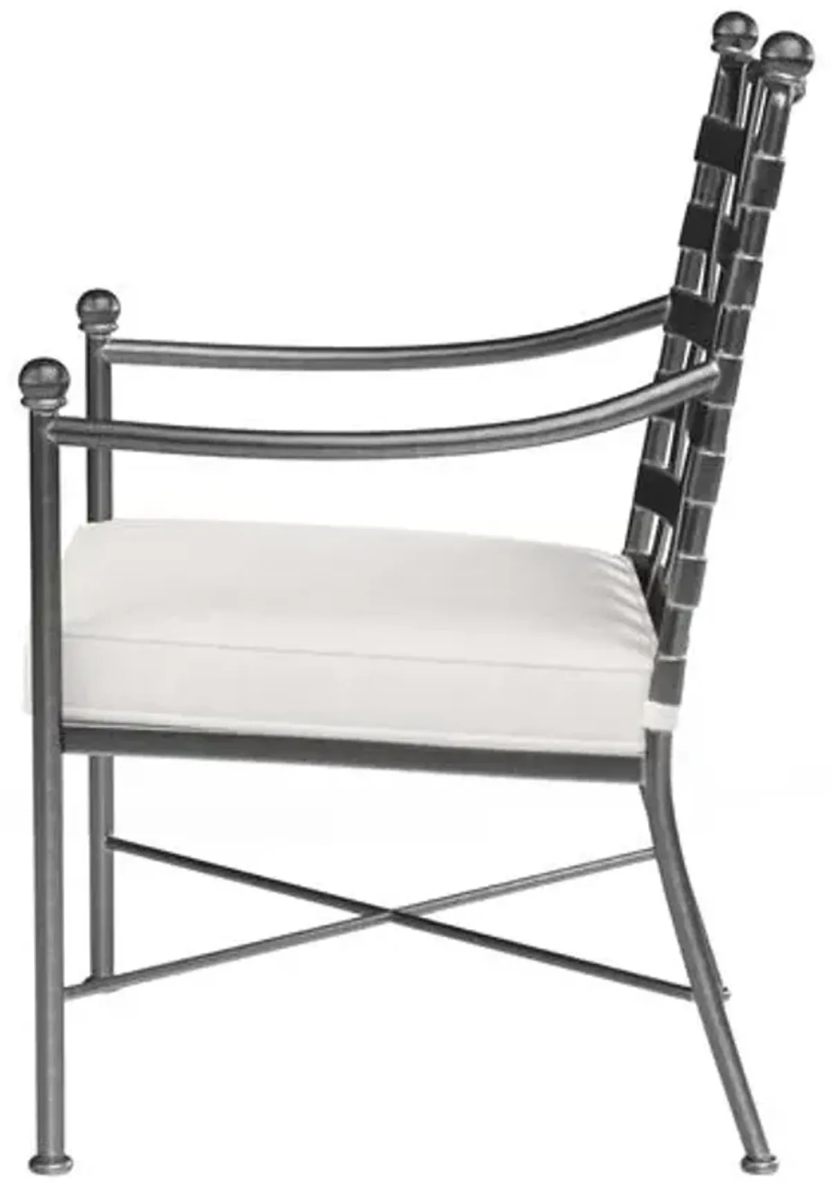 Isla Outdoor Iron Basket Weave Dining Armchair - Ivory
