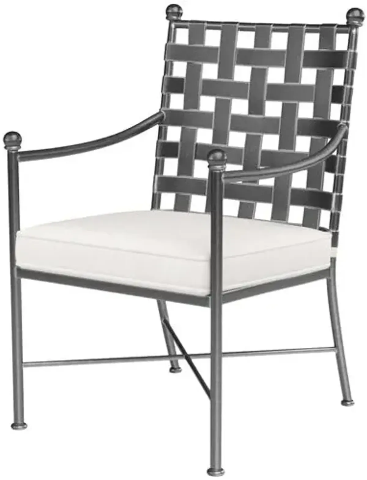Isla Outdoor Iron Basket Weave Dining Armchair - Ivory