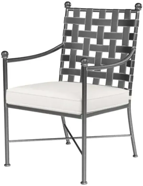 Isla Outdoor Iron Basket Weave Dining Armchair - Ivory
