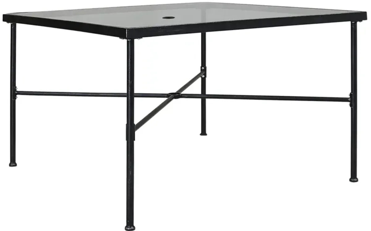 Isla Outdoor 44" Square Dining Table with Umbrella Hole, Pewter