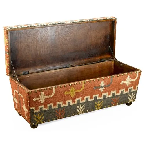 Desi Kilim Bench - Orange - Handcrafted