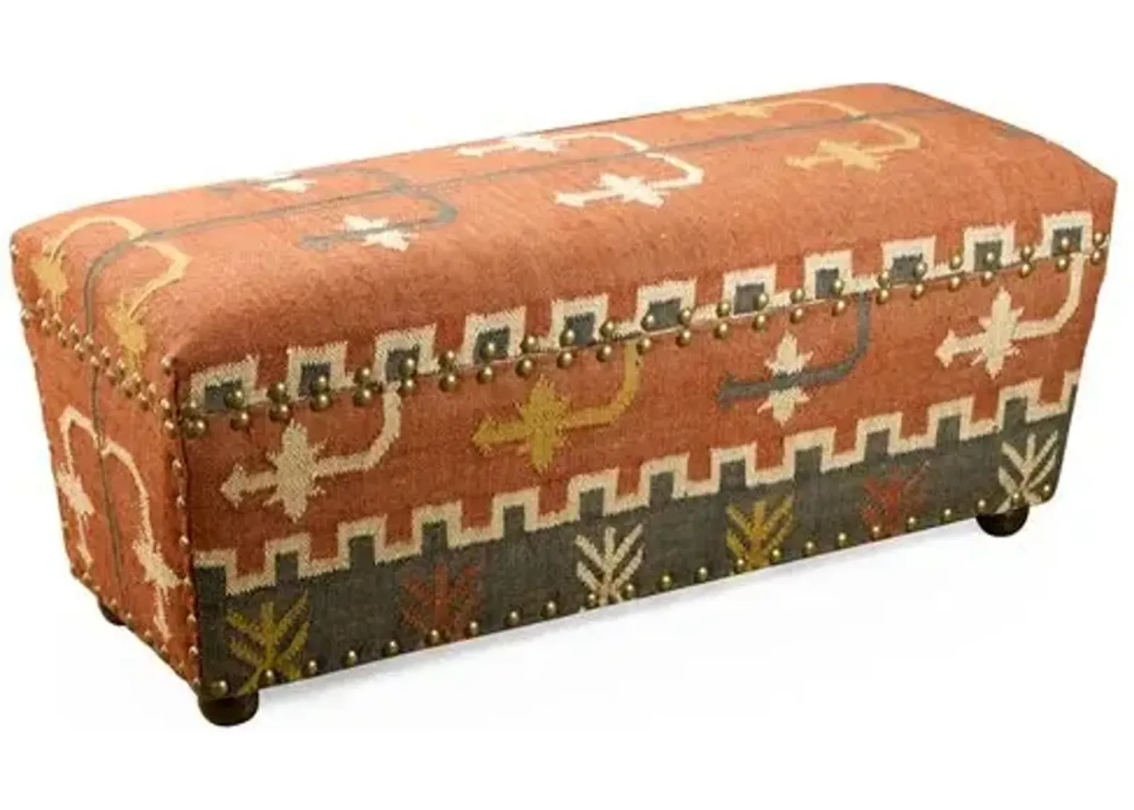 Desi Kilim Bench - Orange - Handcrafted