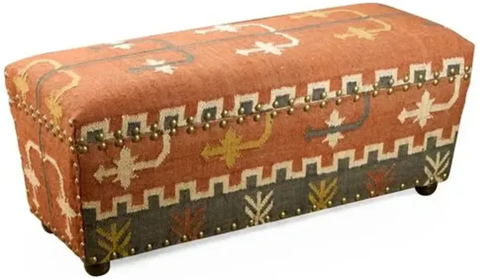 Desi Kilim Bench - Orange - Handcrafted