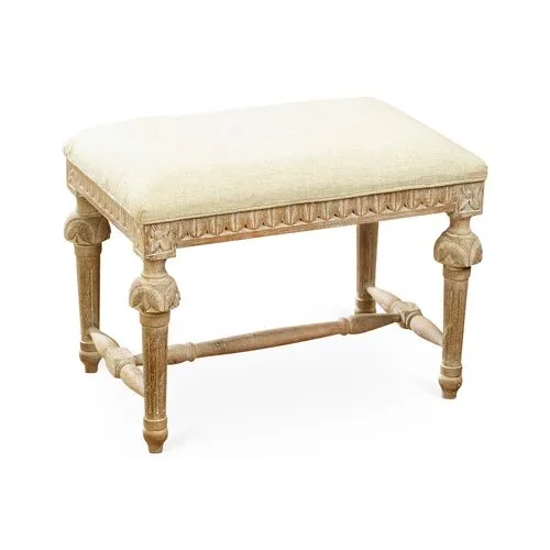 Stanley Footstool - Natural Linen - Handcrafted