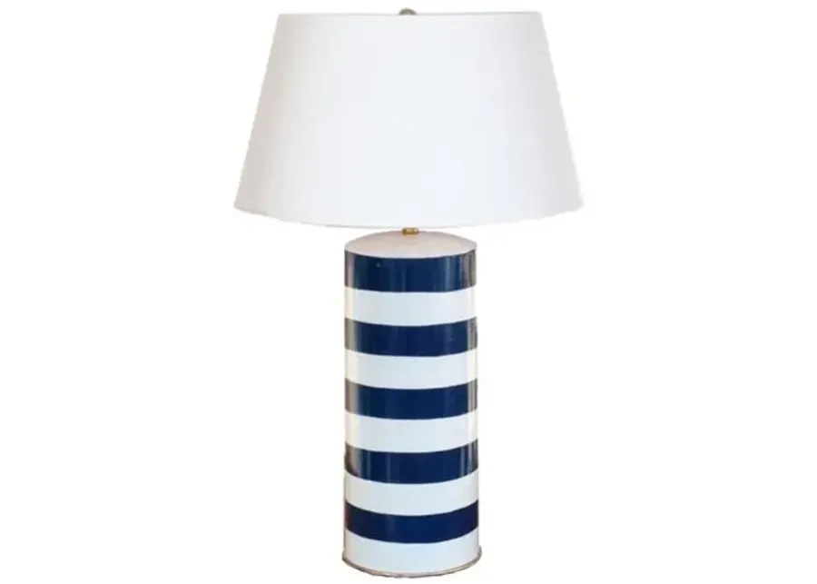 Striped Table Lamp - Navy - Dana Gibson