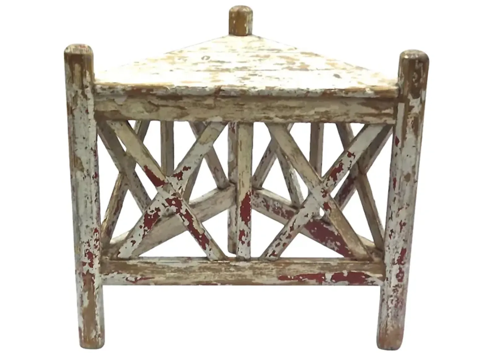 Antique Provençal Painted Corner Table - Vermilion Designs - Brown