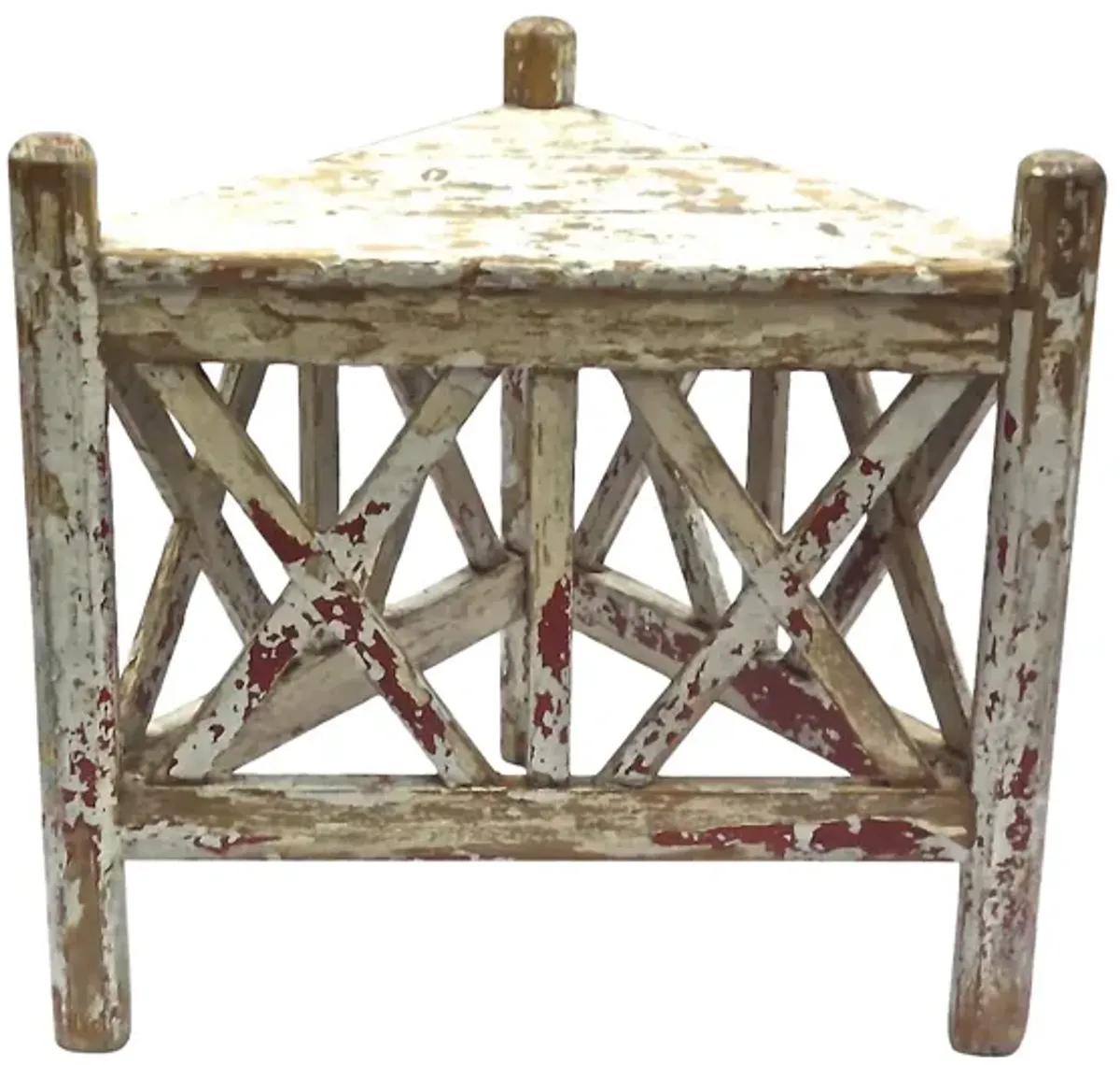 Antique Provençal Painted Corner Table - Vermilion Designs - Brown