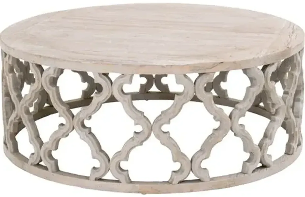 Maxime Round Coffee Table - Smoke Gray - Beige