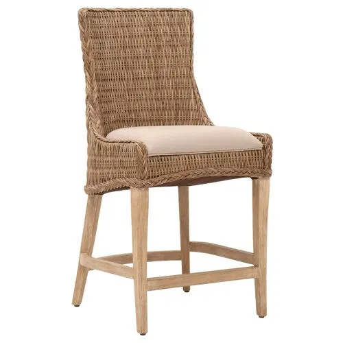 Set of 2 Greco Wicker Counter Stools - Sand