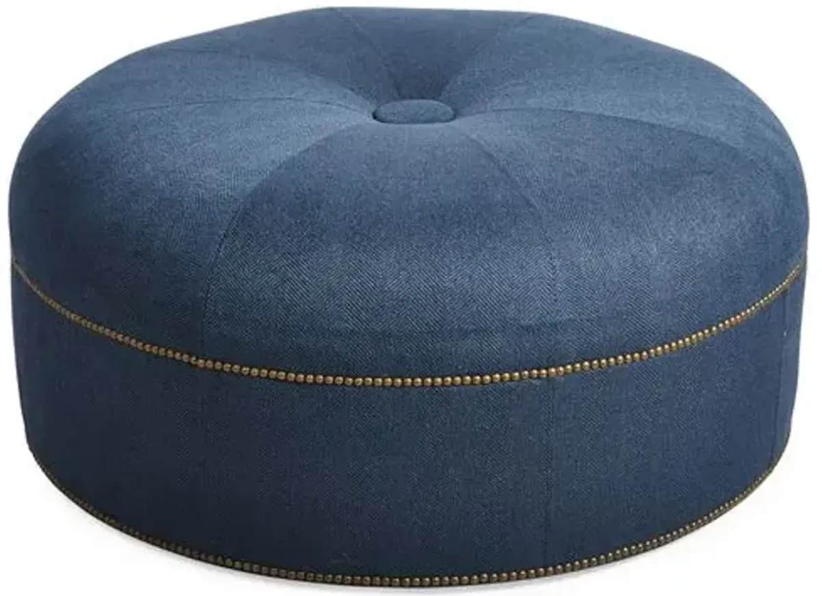 Jackson Cocktail Ottoman - Indigo Crypton - Massoud - Blue